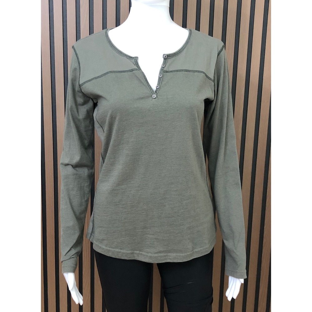 Kuhl Women's Long Sleeve Henley Shirt Green‎ Hiking Trail Base Layer